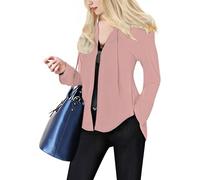 Cardigan en tricot pour femme - Court - Sans boutons - Long - Avec capuche - Manteau en tricot - Grandes tailles - Cardigan fin - Couleur unie - Cardigan ample - Manches longues - Veste d'été, Rose