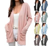 Cardigan en tricot pour femme ouvert sur le devant à manches longues pour le travail décontracté ou idéal pour le printemps, l'automne et l'hiver, jaune, L