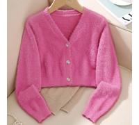 Cardigan en tricot pour fille pré-adolescente, nouvelle collection automne/hiver. Design unique, texture duveteuse, peut être associé avec des t-shirts, des débardeurs, des robes camisole, des jupes t