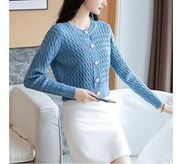 Cardigan Femelle Fashion Short Section Sweater à Aiguille Externe, Automne d'automne d'hiver Slim Small Coat (Couleur: Bleu, Taille: L Code)