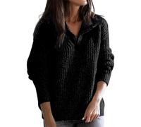 Cardigan Femme à Fermeture Éclair, Pull Léger Manches Longues pour Tenue Business, Mode Automne Hiver(Black,XX-Large)