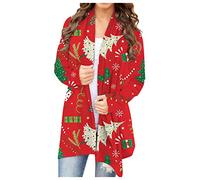 Cardigan Femme Automne Hiver Noel Imprimée Casual Mode 2023 Chic et Elegant Mi Longue Manteau Sport Grande Taille Vintage Plein Air Travail Pulls, Gilets et Sweats Femme Marque Vêtements Beige XXL