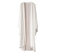 Cardigan Femme,Cardigans Longs en Mousseline De Soie Manches Longues Ouvert sur Le Devant Fin Léger Transparent Châle Boléro Caftan Ample Bohème Kimono Spacieux Robe De Plage Bikini Blanc L