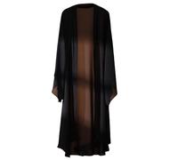 Cardigan Femme,Cardigans Longs en Mousseline De Soie Manches Longues Ouvert sur Le Devant Fin Léger Transparent Châle Boléro Caftan Ample Bohème Kimono Spacieux Robe De Plage Bikini Noir 3XL