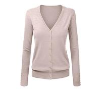 Cardigan Femme Chic Et Elegant Col en V Couleur Unie Court Manteau en Tricot Pull Veste avec Bouton Décontracté Léger Printemps Automne Hiver Basic Veste Cardigan en Tricot Fin