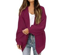 Cardigan Femme Chic Et Elegant Couleur Unie Gilet Tricoté Long Ouverte Devant Décontracté Élégant Manteau Manches Longues avec Poches Léger Grande Taille Veste Femme Automne Hiver Cardigan