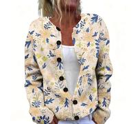 Cardigan Femme Chic et Elegant Gilet Veste Mi Saison Manches Longues Ample | Bohème Pull Tricot Motif Jacquard Géométrique Ethnique Chandail Décontracté Boutonné Doux Confortable Tenue Quotidienne Hiver