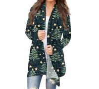 Cardigan Femme Chic Et Elegant Long Grande Taille Joli Rennes Duo Pul Noel Veste de Gilet Laine Jacquard Ado Assorti Rigolo Pull de Pull Noel Femme Col V Vert Armée M