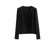 Cardigan Femme Chic et Elegant,Veste Boléro D'Été À Manches Longues pour Femme Cardigan Court en Soie Glacée Haut Décontracté et Élégant pour Robes De Soirée De Mariage Noir XL
