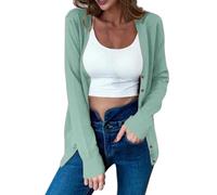 Cardigan Femme Gilet Femmes Chic Et Elegant Manches Longues Pull Mince Tricoté Léger pour Bureau Ouvert Top Tricot Fin Idéal Bureau, Date, Voyage Collection Printemps (Vert Menthe,XXL)