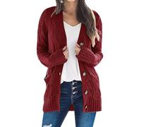 Cardigan Femme Gilet Long Femmes Knit Cardigans Grande Taille Oversize Manteau Gilets Grosse Maille Oversized Femmes Cardigans Women Veste Gilet Chandail Cardigan Gilets Femme Rouge 4XL