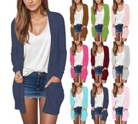 Cardigan Femme Grande Taille, Gilet Femme Manches Longues Ete Manteau Décontractés Manteaux Manches Longue Veste avec Poche Vêtements Couleur Unie Vetement Ample Cardigan Leger Blouse Outdoor Haut