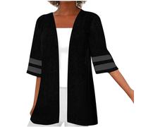 Cardigan Femme Leger col V Coton Ete Gilet Chic Et Elegant Ample Confortable Veste Grande Taille Ouvert sur Le Devant été Manteau Casual LéGer Fluide Kimono de Plage Vacances Quotidien Pas Cher