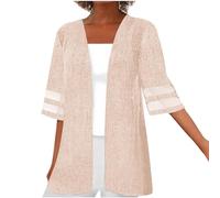 Cardigan Femme Leger col V Coton Ete Gilet Chic Et Elegant Ample Confortable Veste Grande Taille Ouvert sur Le Devant été Manteau Casual LéGer Fluide Kimono de Plage Vacances Quotidien Pas Cher
