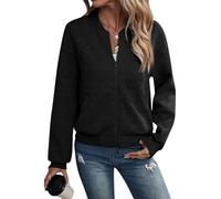 Cardigan Femme Long Gilet Grosse Maille Femme Grosse Maille Oversize Top Crochet Blouses Fin Manches Longues Cardigan Casual Uni Ete Sport Haut Vetement 12#Noir S