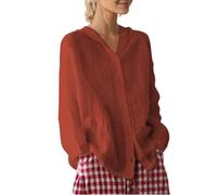 Cardigan Femme Manche Longues Ouverture Devant Coton Lin Cardigan Femme Chic Et Elegant Automne avec Capuche Couleur Unie Casual Protection Solaire Manteau Les Cent Mode Comfortable Manteaus
