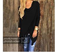 Cardigan Femme - Non spécifié - Manches Longues - Col Arrondi - Coupe Loose - Noir XS