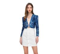 Cardigan Femme Paillette Courte Chic et Elegant Gilet Femme Sequin de Soirée Fete Disco Décontracté Haut Paillettes Grande Taille Boléros Gilets Brillant Top Oversize Cardigans Legere Veste Mi Saison