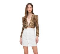 Cardigan Femme Paillette Courte Chic et Elegant Gilet Femme Sequin de Soirée Fete Disco Décontracté Haut Paillettes Grande Taille Boléros Gilets Brillant Top Oversize Cardigans Legere Veste Mi Saison