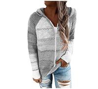 Cardigan Femme Rayé- Pull Grande Taille avec Fermeture Eclair à Capuche Sweat-Shirt Manches Longues Casual Confortable Chic Et ÉLéGant Ample Classique De Base Sport Fitness Outdoor