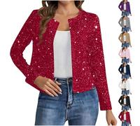 Cardigan Femmes Chic et Élégant Tee Shirt Paillettes Femme Blouse Manches Longues Coupe Ample Haut Tunique Club Fête Tops Décontracté Brillante Sequins Étincelle Cardigans Grande Taille