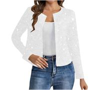 Cardigan Femmes Chic et Élégant Tee Shirt Paillettes Femme Blouse Manches Longues Coupe Ample Haut Tunique Club Fête Tops Décontracté Brillante Sequins Étincelle Cardigans Grande Taille