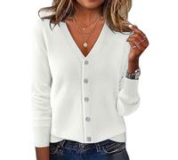 Cardigan Femmes Gilet avec Boutons Et Col en V Léger Et Elégant Manches Longues Veste Tricot 2026 Pull Ouvert Élégant Décontracté Épaule pour Un Style Chic Adapté à Toutes Les Saisons Noir