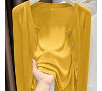 Cardigan fin en maille élégant et décontracté pour femme, nouvelle collection automne, couleur unie, col rond, manches longues, simple bouton, style minimaliste mode pour le trajet, maille transparent