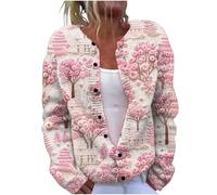 Cardigan floral à manches longues ouvert sur le devant pour femme, 1G-Rose, XL