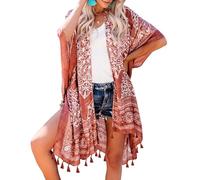Cardigan Floral pour Les Femmes imprimées Douces et en liberté en Vrac Kimono avec Marge pour Le Cardigan Floral de Plage extérieure d'été