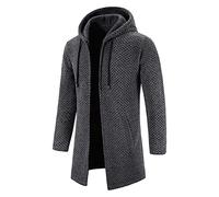 Cardigan Gilet Homme Long à Capuche Zippé,Veste en Maille Homme Hoodie Épais et Décontractée Polaire Chandail Homme Sweats à Capuche Homme Sweat