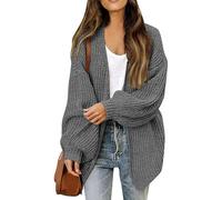 Cardigan gris pour femme - Cardigan long en tricot pour femme - Manteau long épais pour femme - Vestes - Manteaux d'hiver - Manteau d'hiver - Trench d'hiver chaud, gris, M