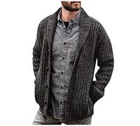 Cardigan Homme Chaud Marque Slim Pull Hiver Col Rabattu Bouton Tricot Pulls, Gilets et Sweats Chaude Hiver Vintage Veste Veste Homme Capuche Chemise Polaire Gris foncé 4XL