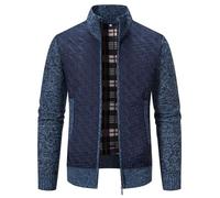 Cardigan Homme en Maille Zippé Hiver Veste Tricoté Casual Chaud à Col Montant Pull Sweatshirt Homme en Laine Homme avec Col Droit Cardigan Veste en Maille Ouvrez Front Zippé Gilet Automne Hiver