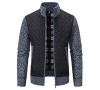 Cardigan Homme en Maille Zippé Hiver Veste Tricoté Casual Chaud à Col Montant Pull Sweatshirt Homme en Laine Homme avec Col Droit Cardigan Veste en Maille Ouvrez Front Zippé Gilet Automne Hiver