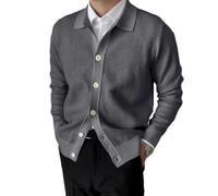 Cardigan Homme Extérieur Chaud Classique Tricotée Veste Homme Tempérament Mode Chandail Veste Homme Casual Respirable Confortable Tricotée Chandail Homme L-Dark Grey 3XL