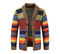 Cardigan Homme Slim Fit Noël Jacquard Tricotée Veste Homme Patte De Boutonnage Revers Chandail Veste Homme Vacances Automne Hiver Casual Veste Homme D-Pink M