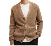 Cardigan Homme Tempérament Classique Tendance Tricots Hommes Casual Mou Confortable Tricotée Veste Homme Slim Fit Chaud Mode Veste Pull Homme A-Brown XXL