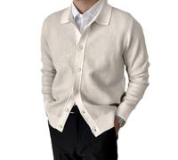 Cardigan Homme Tempérament Classique Tendance Tricots Hommes Slim Fit Chaud Mode Veste Pull Homme Casual Mou Confortable Tricotée Veste Homme D-Apricot XL