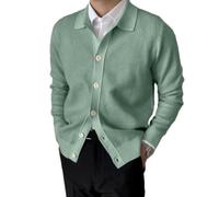 Cardigan Homme Tempérament Classique Tendance Tricots Hommes Slim Fit Chaud Mode Veste Pull Homme Casual Mou Confortable Tricotée Veste Homme E-Light Green XL