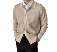 Cardigan Homme Tempérament Classique Tendance Tricots Hommes Slim Fit Chaud Mode Veste Pull Homme Casual Mou Confortable Tricotée Veste Homme C-Khaki 3XL
