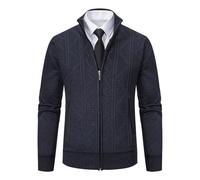 Cardigan Homme Veste Polaire Hiver Coupe Vent sans Capuche Tricot Mi Saison Zippé Gilet Laine Pull Demi Noir Sweat Manteau Vestes De Sport Cardigans Automne Bombers Jacket en