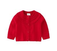 Cardigan in cotone biologico per neonata, maglia a maniche lunghe con bottoni, colore unito, morbido e traspirante per autunno e primavera, vestibilità comoda per la crescita del bambino (Red, 12-18