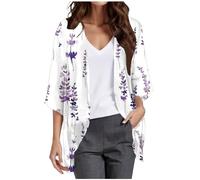 Cardigan kimono ample en mousseline de soie pour femme - Capes ouvertes sur le devant - Haut d'été léger à manches 3/4 - Vêtement d'extérieur élégant et fluide - Ourlet haut et bas - Cache-maillot de