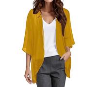 Cardigan Kimono en Mousseline de Soie pour Femme, Robe de Plage Haut Habillé d'été Ample Ouvert sur Le Devant Gilet Femme et Elegant Cardigan décontracté pour femmes Top de protection solaire