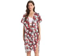 Cardigan kimono léger avec tête de mort rouge pour femme, ouvert sur le devant, vêtements de plage, clubwear, taille L, Crâne rouge terrible, Large