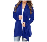 Cardigan Kimono léger Manches Longues pour Femmes, Ouvert sur Le Devant, Haut Ample et décontracté Veste Cirée Femmes (Blue, XL)