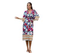 Cardigan kimono long ouvert sur le devant pour femme avec ceinture et imprimé floral