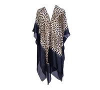 Cardigan kimono pour femme - Imprimé floral - Pour la plage - Paréo d'été - Châle - Ouvert sur le devant - Chemisier ample - Poncho - Capes de plage, léopard, taille unique