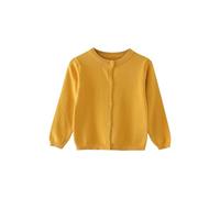 Cardigan léger boutonné pour filles et garçons, pull en tricot de coton uni, uniforme scolaire, pull à manches longues uni, vêtements scolaires, jaune clair, 18-24 mois